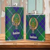 Clan Hamilton Crest over Hunting Tartan Flask