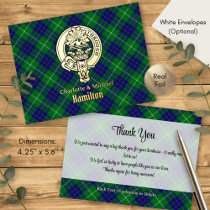Clan Hamilton Crest over Hunting Tartan Foil Invitation Postcard