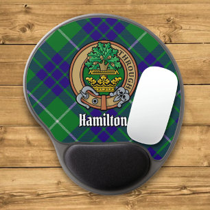 Clan Hamilton Crest over Hunting Tartan Gel Mouse Pad