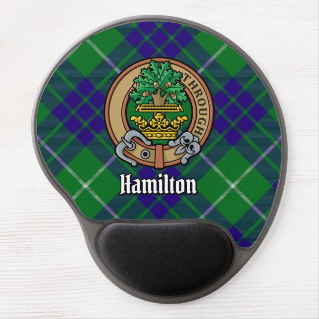 Clan Hamilton Crest over Hunting Tartan Gel Mouse Pad (Front)