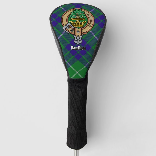 Clan Hamilton Crest over Hunting Tartan Golf Head Cover (Front)