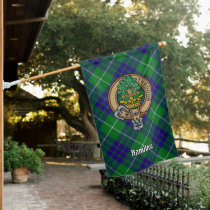 Clan Hamilton Crest over Hunting Tartan House Flag
