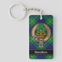 Clan Hamilton Crest over Hunting Tartan Keychain