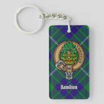 Clan Hamilton Crest over Hunting Tartan Keychain