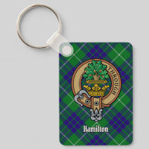 Clan Hamilton Crest over Hunting Tartan Keychain