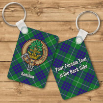 Clan Hamilton Crest over Hunting Tartan Keychain