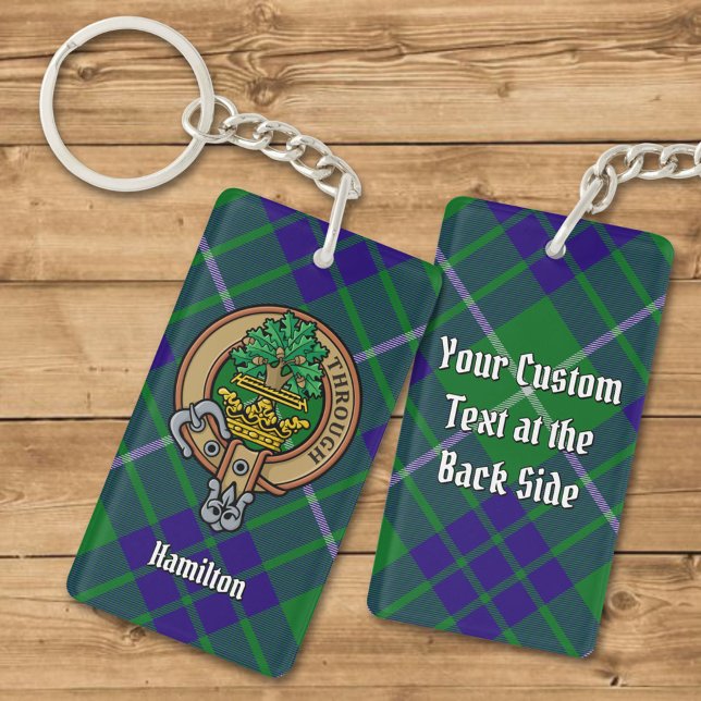 Clan Hamilton Crest over Hunting Tartan Keychain (Creator Uploaded)