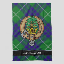 Clan Hamilton Crest over Hunting Tartan Kitchen Towel