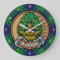 Clan Hamilton Crest over Hunting Tartan Large Clock