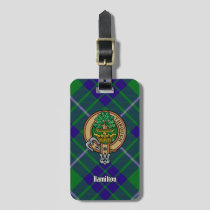 Clan Hamilton Crest over Hunting Tartan Luggage Tag