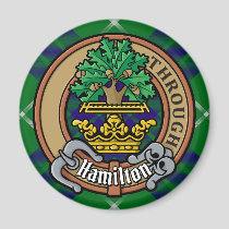 Clan Hamilton Crest over Hunting Tartan Magnet