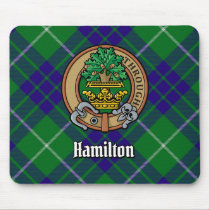 Clan Hamilton Crest over Hunting Tartan Mouse Pad