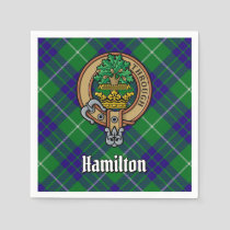 Clan Hamilton Crest over Hunting Tartan Napkins
