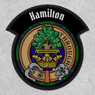 Clan Hamilton Crest over Hunting Tartan Patch