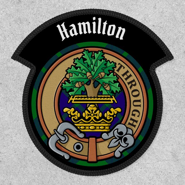 Clan Hamilton Crest over Hunting Tartan Patch (Front)