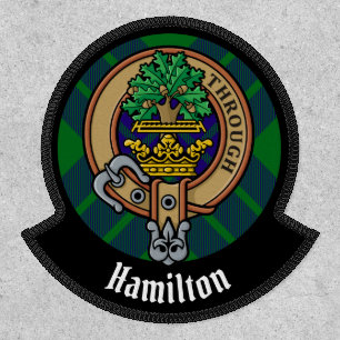 Clan Hamilton Crest over Hunting Tartan Patch