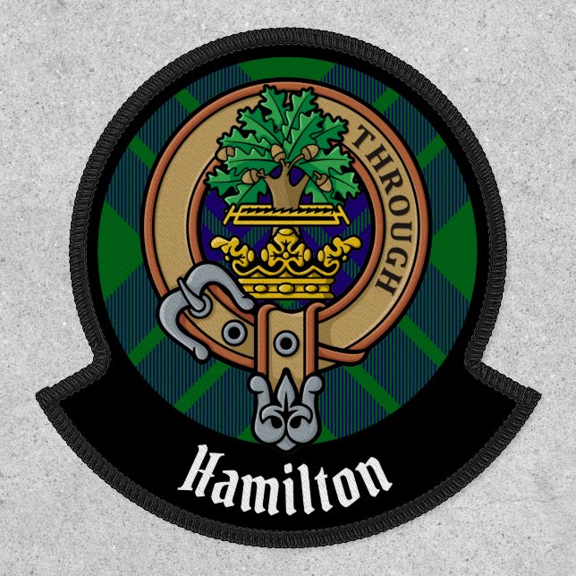 Clan Hamilton Crest over Hunting Tartan Patch (Front)