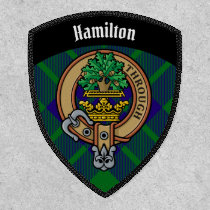 Clan Hamilton Crest over Hunting Tartan Patch