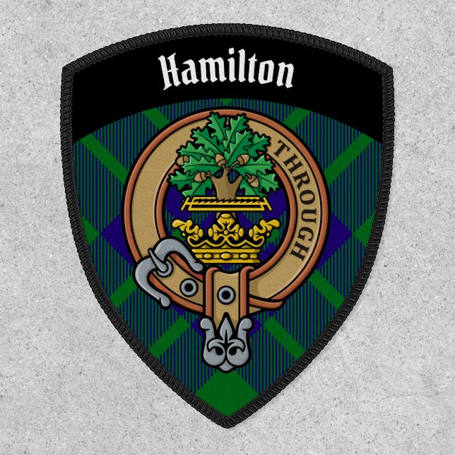 Clan Hamilton Crest over Hunting Tartan Patch (Front)