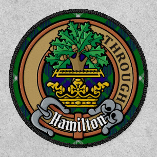 Clan Hamilton Crest over Hunting Tartan Patch