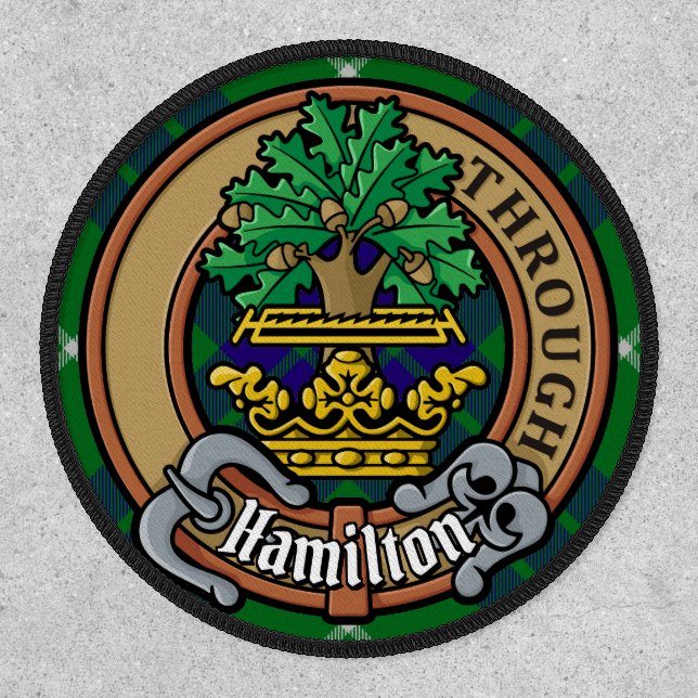Clan Hamilton Crest over Hunting Tartan Patch (Front)