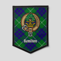 Clan Hamilton Crest over Hunting Tartan Pennant