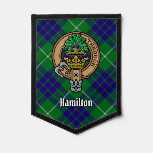 Clan Hamilton Crest over Hunting Tartan Pennant