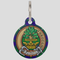 Clan Hamilton Crest over Hunting Tartan Pet ID Tag