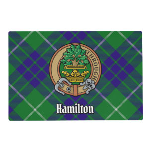 Clan Hamilton Crest over Hunting Tartan Placemat