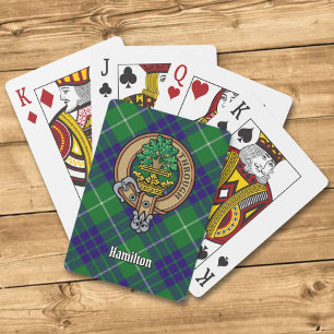 Clan Hamilton Crest over Hunting Tartan Poker Cards