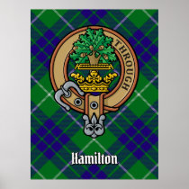 Clan Hamilton Crest over Hunting Tartan Poster