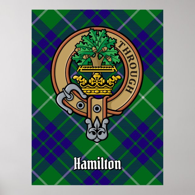 Clan Hamilton Crest over Hunting Tartan Poster (Front)