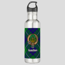 Clan Hamilton Crest over Hunting Tartan Stainless Steel Water Bottle
