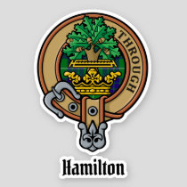 Clan Hamilton Crest over Hunting Tartan Sticker