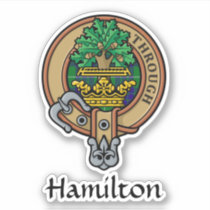 Clan Hamilton Crest over Hunting Tartan Sticker