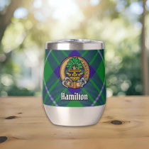 Clan Hamilton Crest over Hunting Tartan Thermal Wine Tumbler
