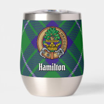 Clan Hamilton Crest over Hunting Tartan Thermal Wine Tumbler