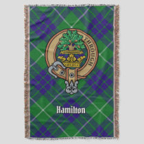 Clan Hamilton Crest over Hunting Tartan Throw Blanket