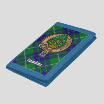 Clan Hamilton Crest over Hunting Tartan Tri-fold Wallet