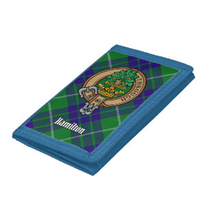 Clan Hamilton Crest over Hunting Tartan Tri-fold Wallet
