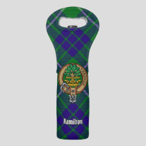 Clan Hamilton Crest over Hunting Tartan Wine Bag