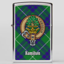 Clan Hamilton Crest over Hunting Tartan Zippo Lighter