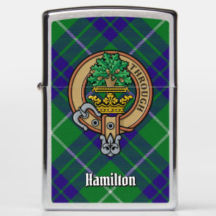 Clan Hamilton Crest over Hunting Tartan Zippo Lighter