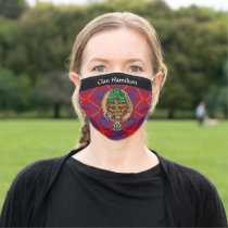 Clan Hamilton Crest over Red Tartan Adult Cloth Face Mask