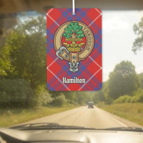 Clan Hamilton Crest over Red Tartan Air Freshener