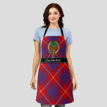 Clan Hamilton Crest over Red Tartan Apron