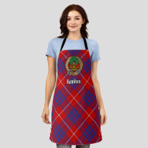 Clan Hamilton Crest over Red Tartan Apron