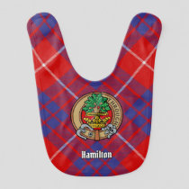Clan Hamilton Crest over Red Tartan Baby Bib