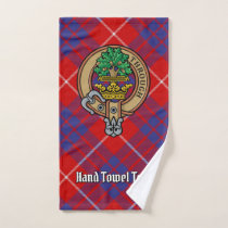 Clan Hamilton Crest over Red Tartan Bath Towel Set