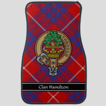 Clan Hamilton Crest over Red Tartan Car Floor Mat